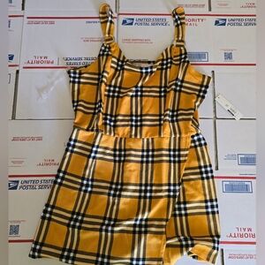 No Boundaries Yellow Plaid Sleeveless Dress, XXXL (NOBO2)
